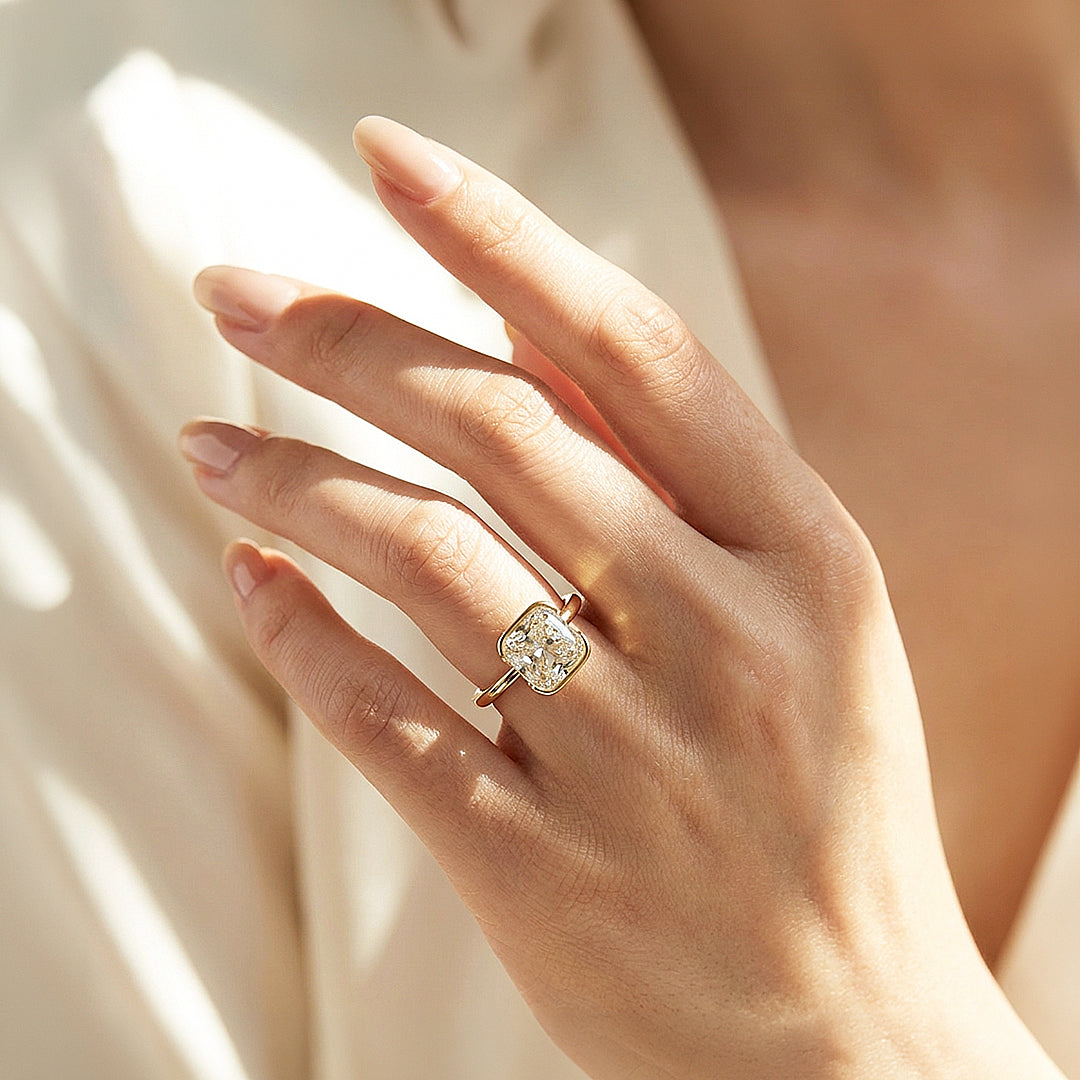 Canary Cushion-Cut Half-Bezel Solitaire | Women&