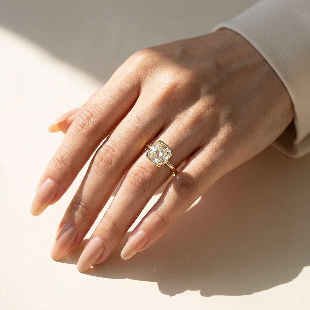 Canary Cushion-Cut Half-Bezel Solitaire | Women&