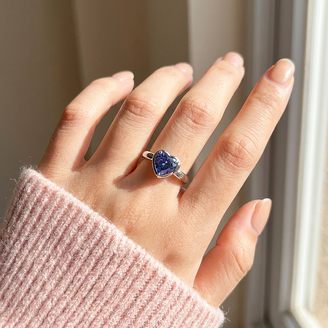 Sapphire-Blue Heart Solitaire | Women&