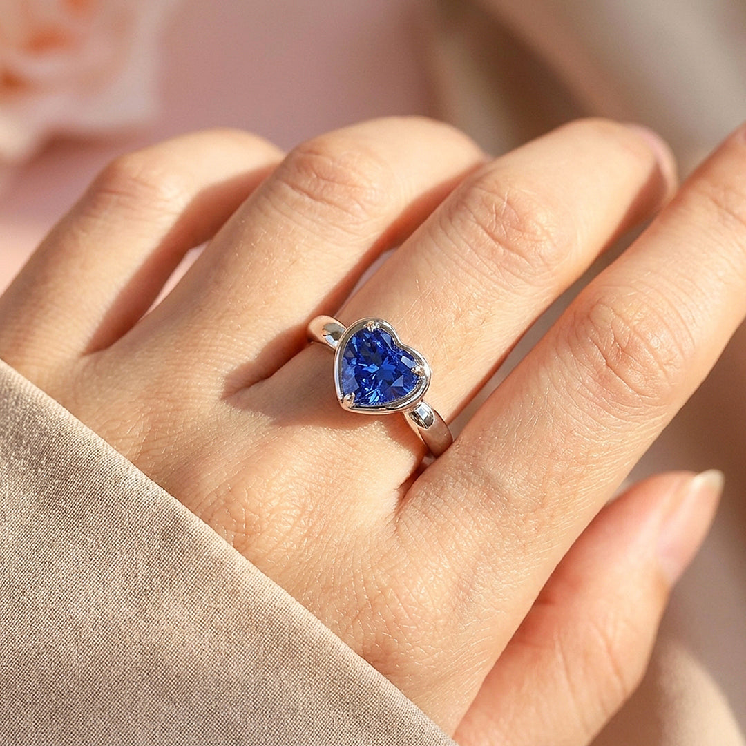 Sapphire-Blue Heart Solitaire | Women&