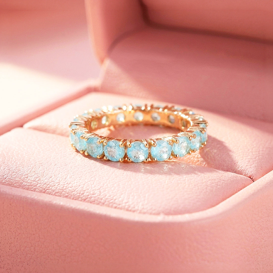 Aquamarine-Blue Round Eternity Band | Women&