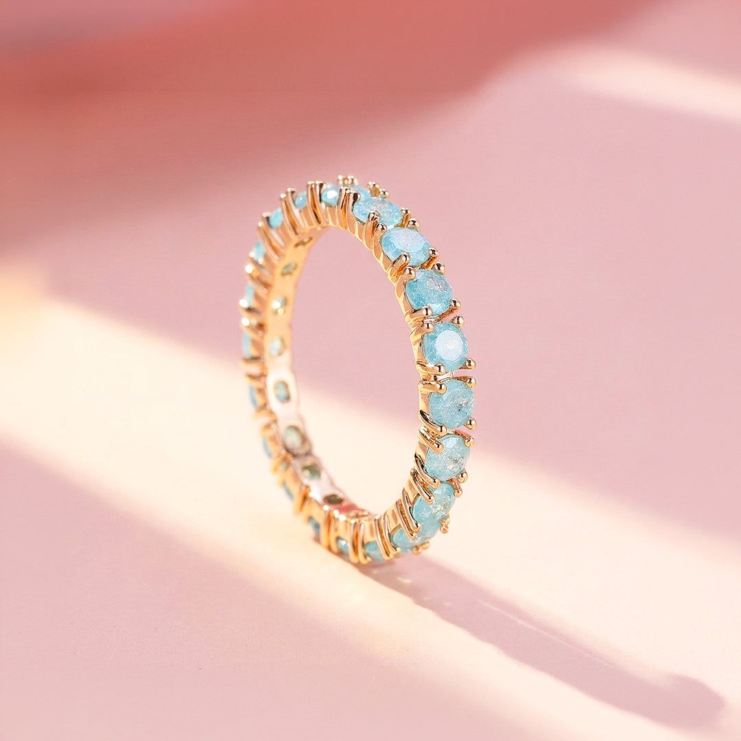 Aquamarine-Blue Round Eternity Band | Women&