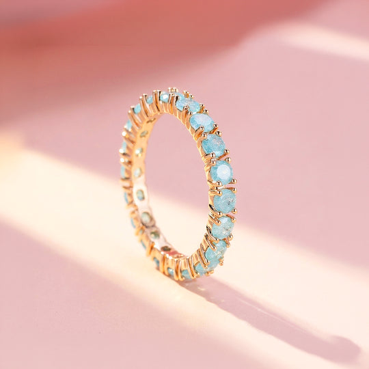 Aquamarine-Blue Round Eternity Band | Women&