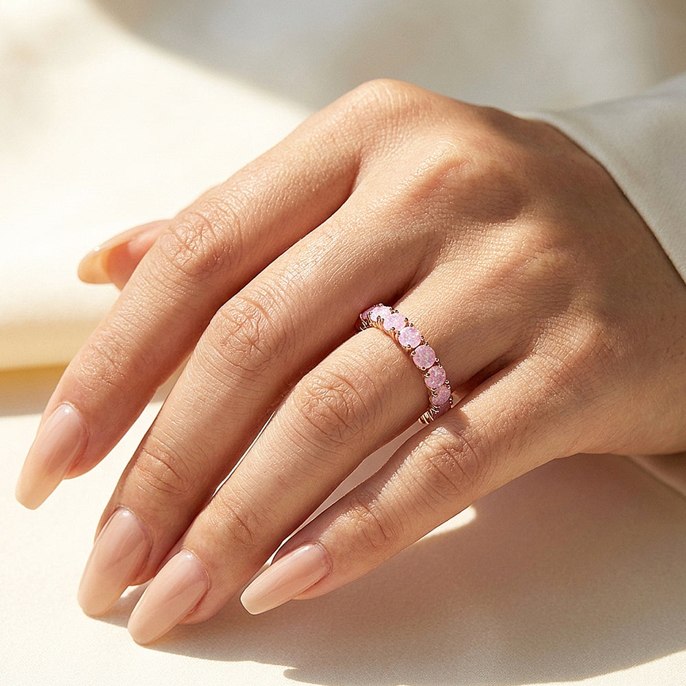 Pink Round Shared-Prong Eternity Band | Women's Ring | Luxe2125