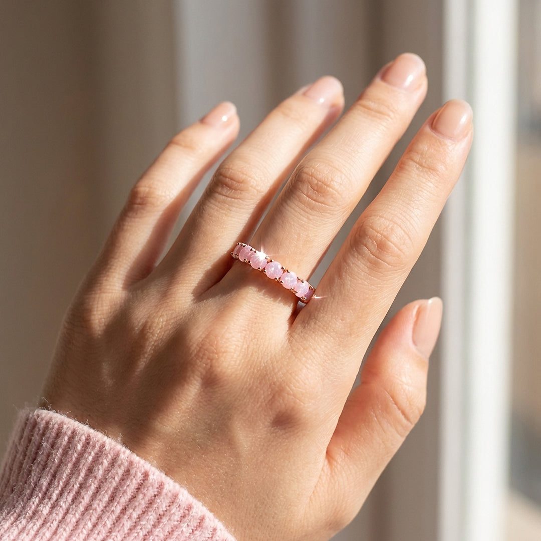 Pink Round Shared-Prong Eternity Band | Women&
