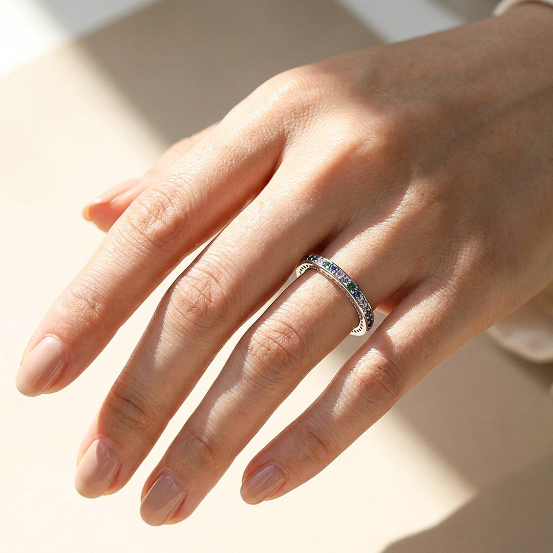 Channel-Set Multi-Tone Eternity Band | Women&