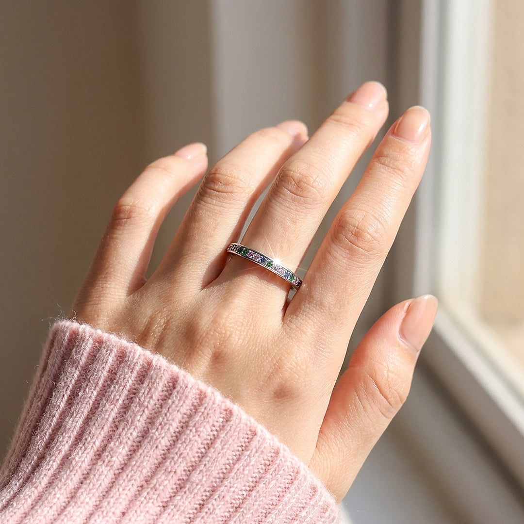 Channel-Set Multi-Tone Eternity Band | Women&