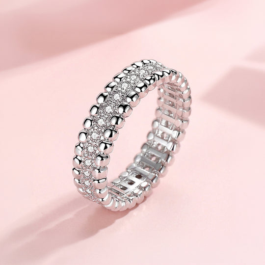 Beaded Border Micro-Pavé Eternity Band | Women&