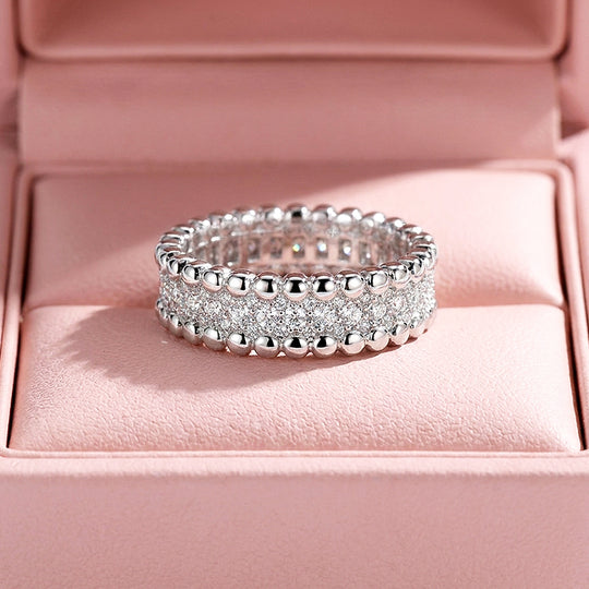 Beaded Border Micro-Pavé Eternity Band | Women&