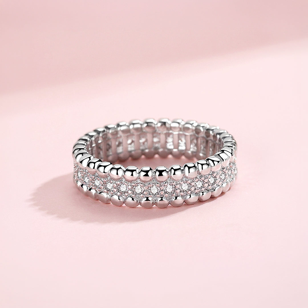 Beaded Border Micro-Pavé Eternity Band | Women&