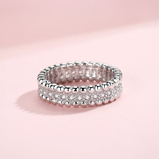 Beaded Border Micro-Pavé Eternity Band | Women&