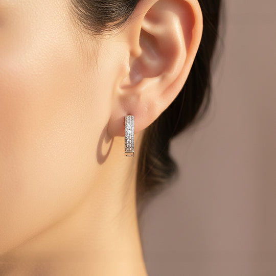 Pavé Brilliance Huggie Earrings | Gold &amp; White Gold | Luxe2875 - Luxe Earrings | Singapore Jewellery, Wedding Rings &amp; Gifts | Same Day Delivery | Tiara.com.sg