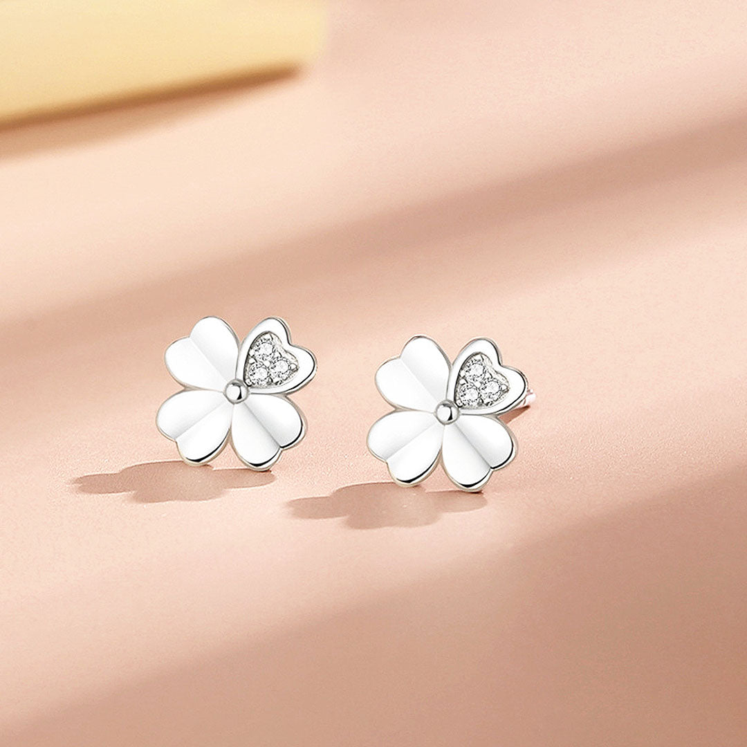 Blossom Heart Stud Earrings | White & Rose Gold | Luxe3507 - Luxe Earrings | Singapore Jewellery, Wedding Rings & Gifts | Same Day Delivery | Tiara.com.sg