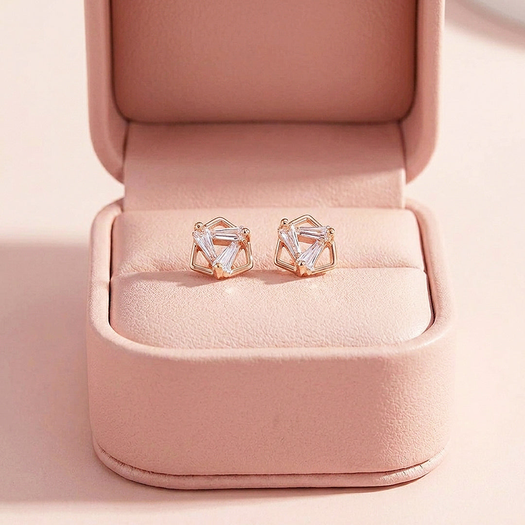 Geometric Baguette Prism Stud Earrings | Luxe3508