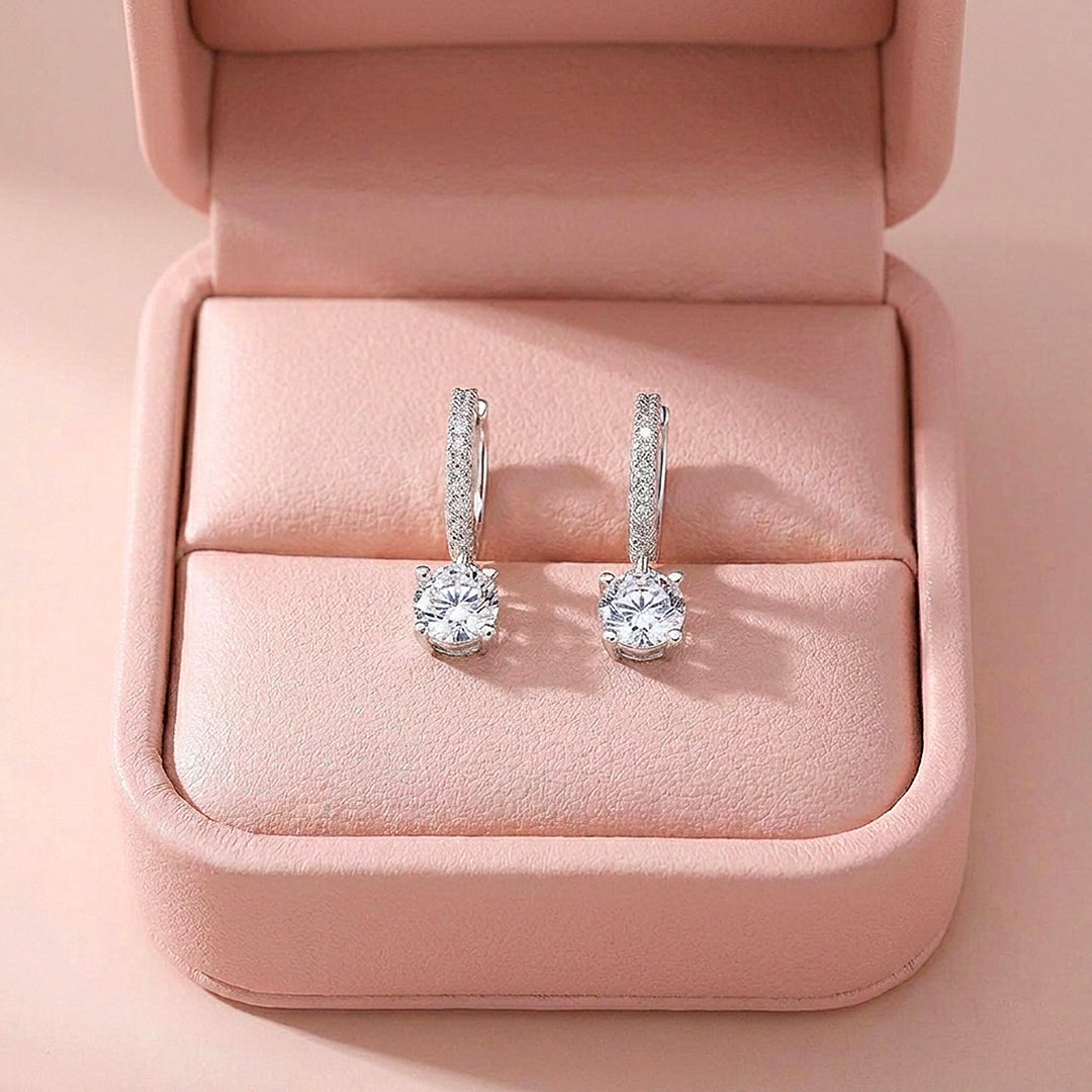 Pavé Hoop &amp; Solitaire Drop Earrings | Luxe3509