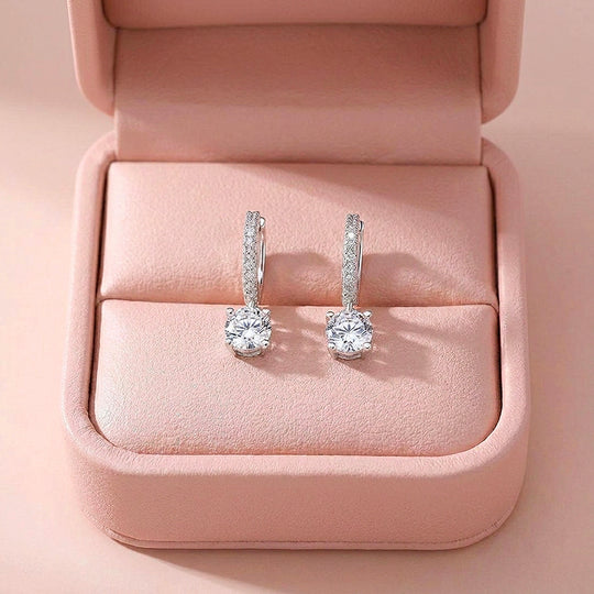 Pavé Hoop &amp; Solitaire Drop Earrings | Luxe3509