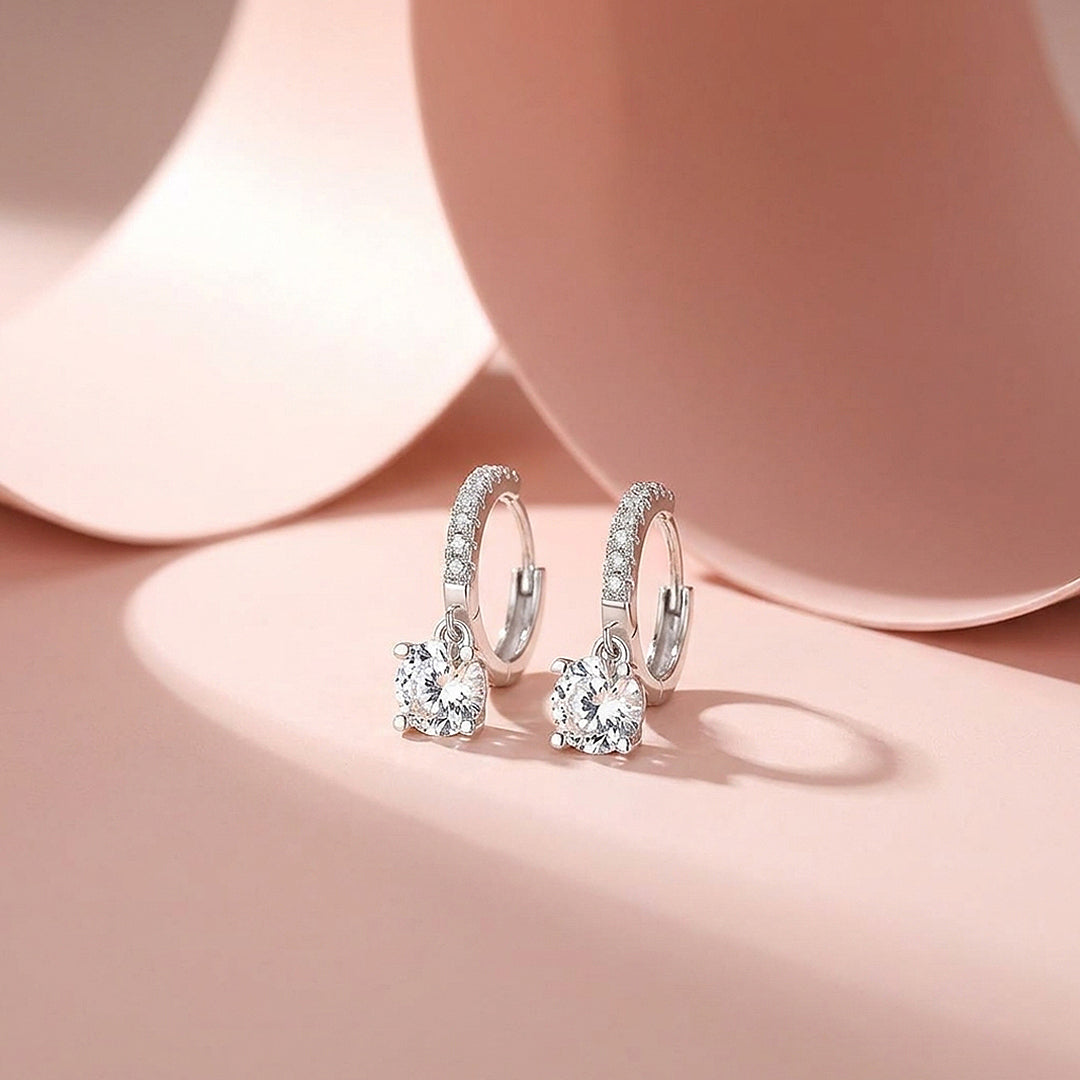Pavé Hoop &amp; Solitaire Drop Earrings | Luxe3509