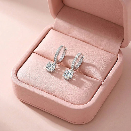 Pavé Hoop &amp; Solitaire Drop Earrings | Luxe3509