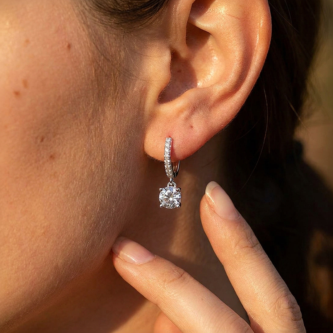 Pavé Hoop &amp; Solitaire Drop Earrings | Luxe3509