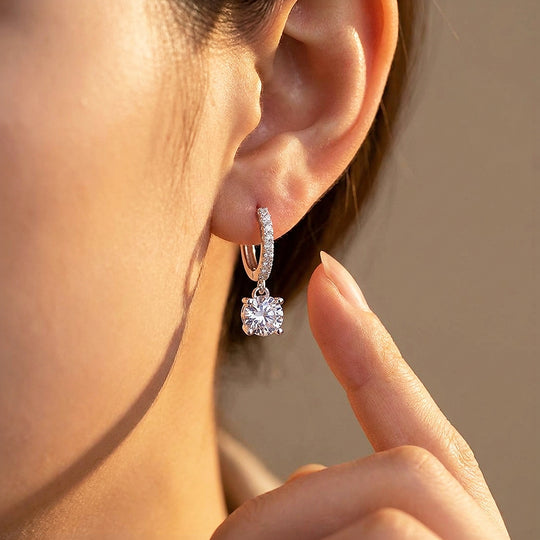 Pavé Hoop &amp; Solitaire Drop Earrings | Luxe3509