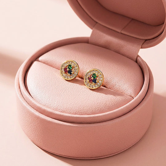 Multicolour Gemstone Halo Stud Earrings | Luxe3587
