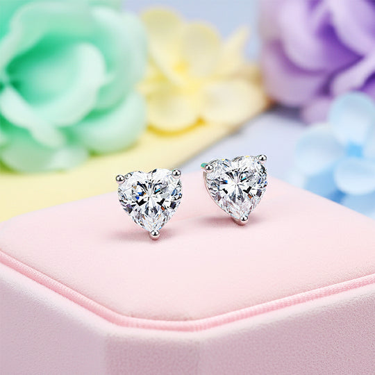 Heart Solitaire Stud Earrings | White Gold | Luxe3623 - Luxe Earrings | Singapore Jewellery, Wedding Rings &amp; Gifts | Same Day Delivery | Tiara.com.sg