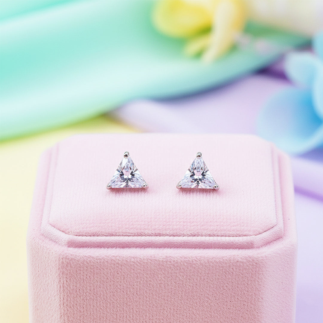 Triangle Solitaire Stud Earrings | White Gold | Luxe3624 - Luxe Earrings | Singapore Jewellery, Wedding Rings &amp; Gifts | Same Day Delivery | Tiara.com.sg