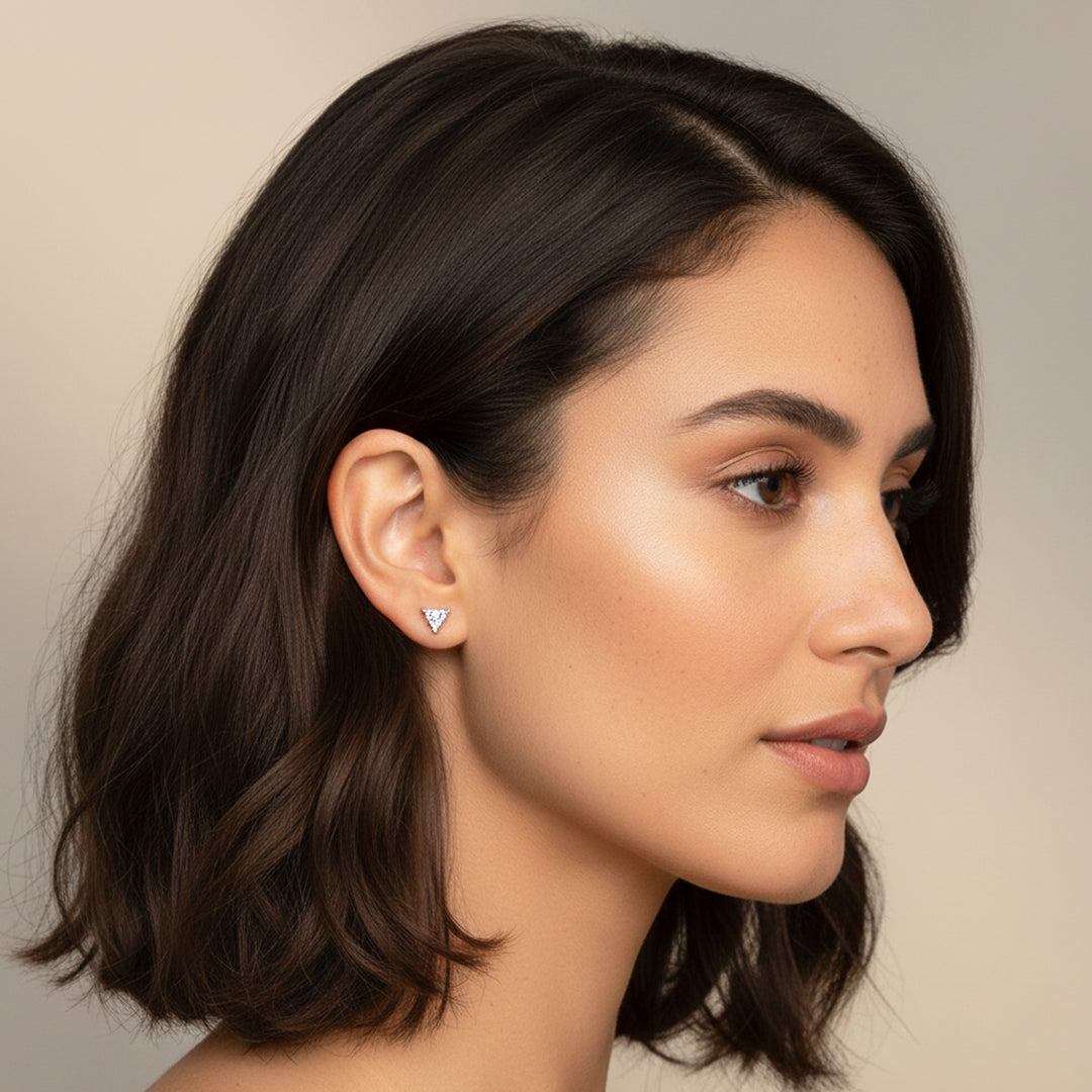 Triangle Solitaire Stud Earrings | White Gold | Luxe3624 - Luxe Earrings | Singapore Jewellery, Wedding Rings & Gifts | Same Day Delivery | Tiara.com.sg
