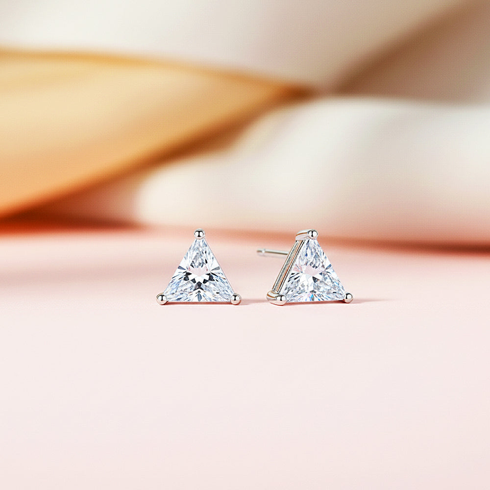 Triangle Solitaire Stud Earrings | White Gold | Luxe3624 - Luxe Earrings | Singapore Jewellery, Wedding Rings & Gifts | Same Day Delivery | Tiara.com.sg