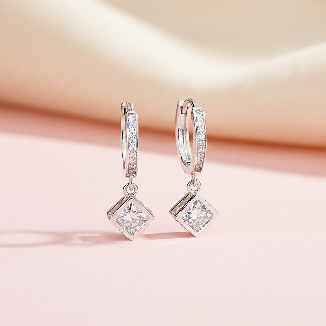 Cube Geometric Drop Earrings | White Gold | Luxe3625 - Luxe Earrings | Singapore Jewellery, Wedding Rings &amp; Gifts | Same Day Delivery | Tiara.com.sg