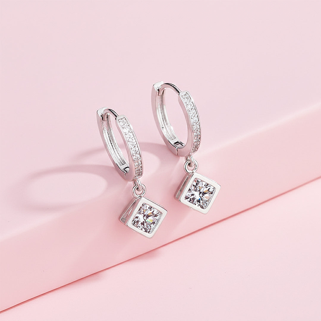 Cube Geometric Drop Earrings | White Gold | Luxe3625 - Luxe Earrings | Singapore Jewellery, Wedding Rings &amp; Gifts | Same Day Delivery | Tiara.com.sg