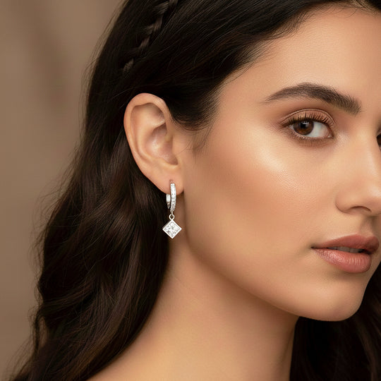 Cube Geometric Drop Earrings | White Gold | Luxe3625 - Luxe Earrings | Singapore Jewellery, Wedding Rings &amp; Gifts | Same Day Delivery | Tiara.com.sg