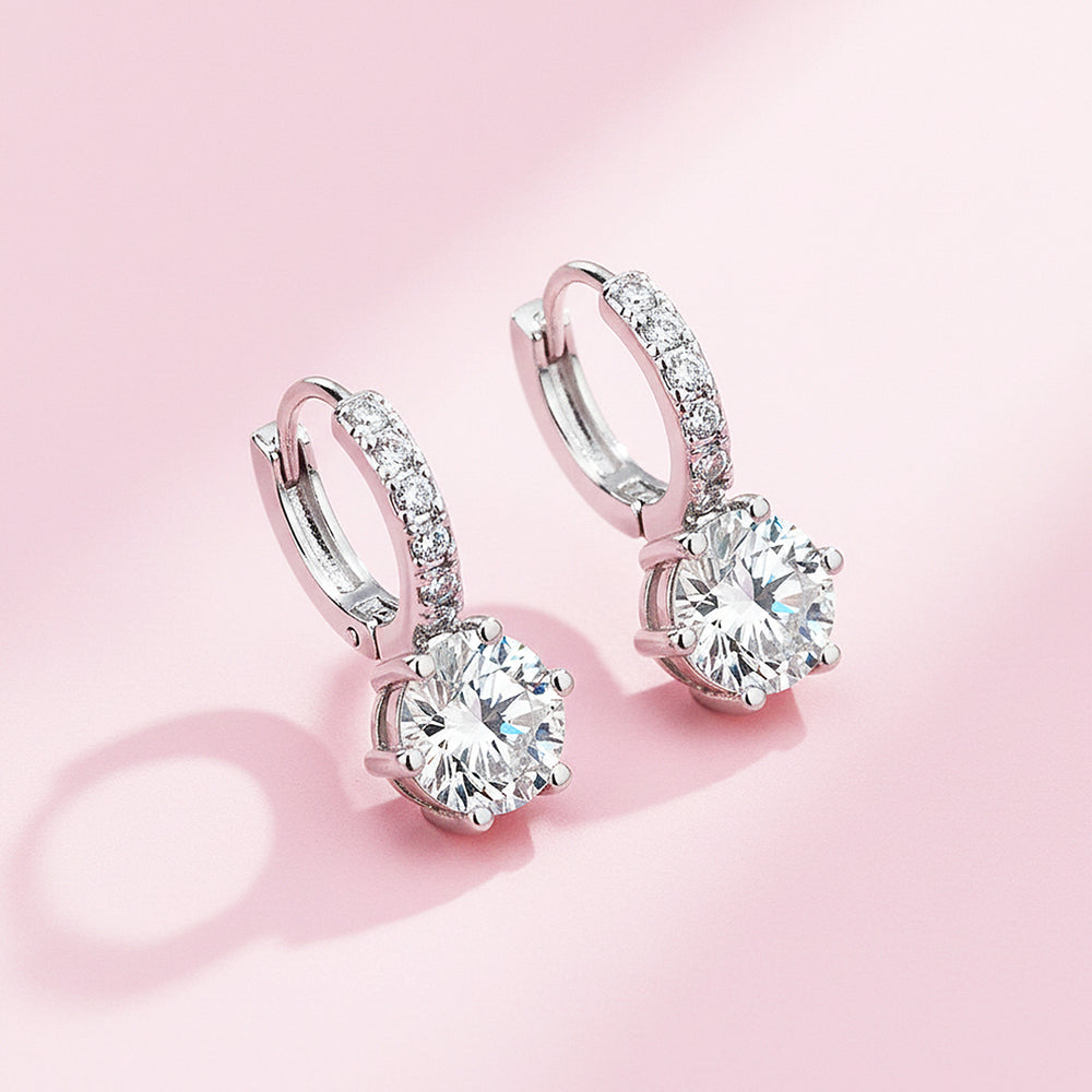 Solitaire & Pavé Hoop Earrings | White Gold | Luxe3628 - Luxe Earrings | Singapore Jewellery, Wedding Rings & Gifts | Same Day Delivery | Tiara.com.sg