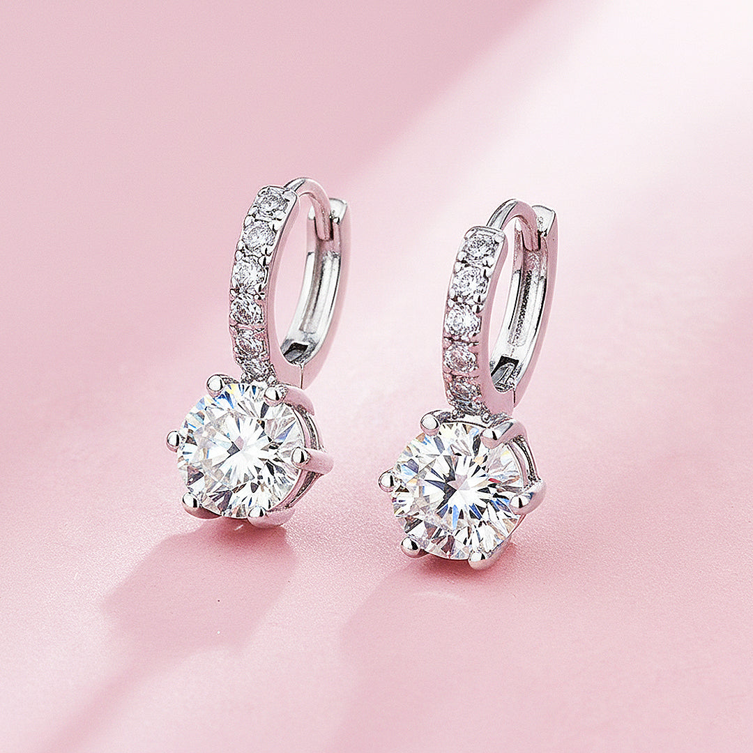 Solitaire &amp; Pavé Hoop Earrings | White Gold | Luxe3628 - Luxe Earrings | Singapore Jewellery, Wedding Rings &amp; Gifts | Same Day Delivery | Tiara.com.sg