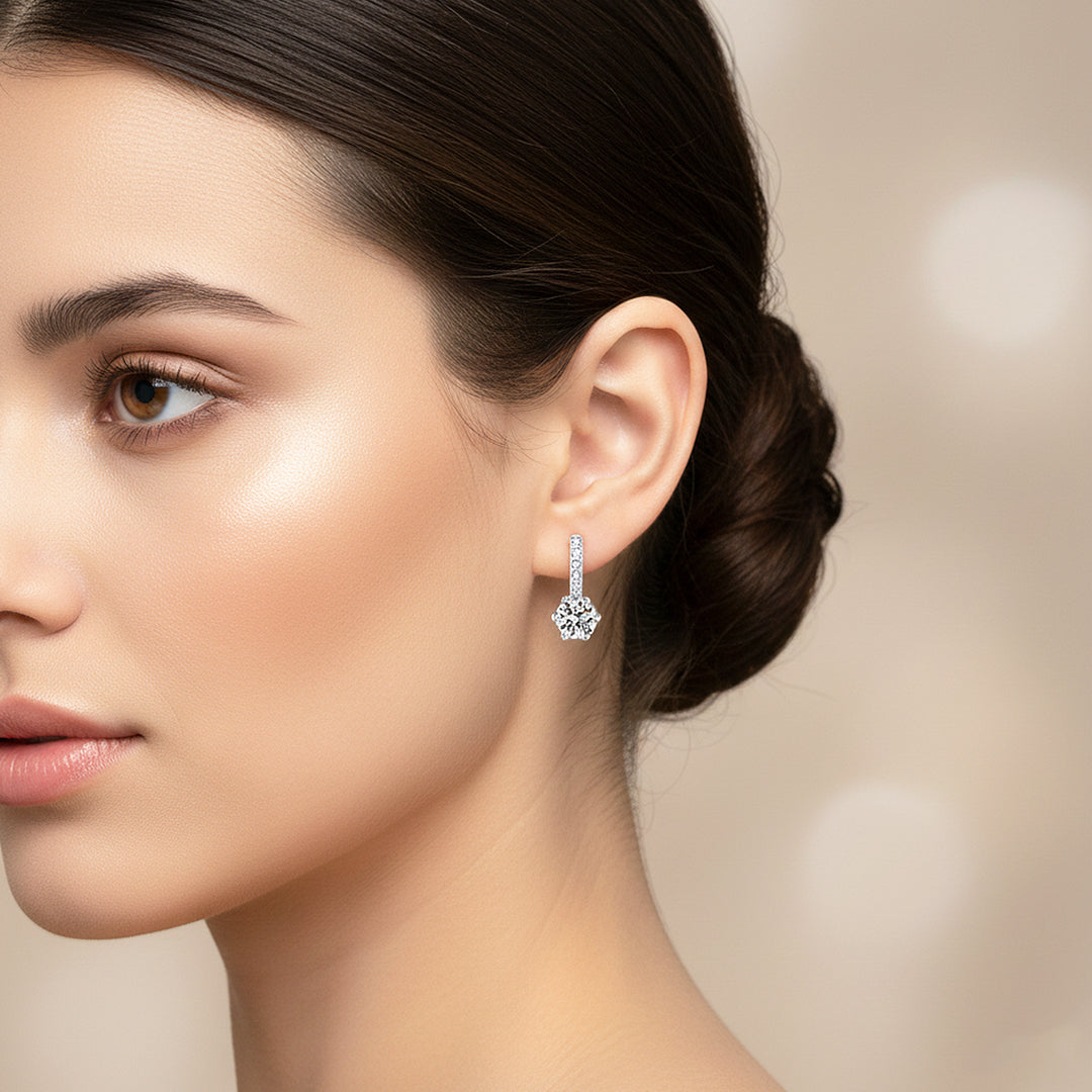 Solitaire &amp; Pavé Hoop Earrings | White Gold | Luxe3628 - Luxe Earrings | Singapore Jewellery, Wedding Rings &amp; Gifts | Same Day Delivery | Tiara.com.sg
