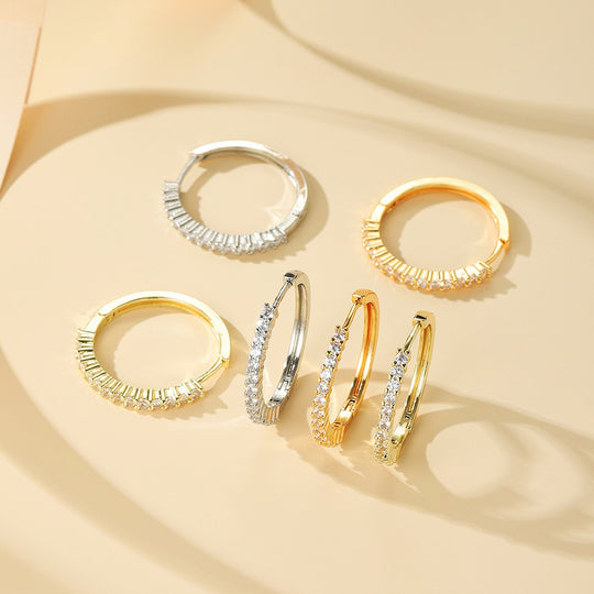 Elongated Pavé Hoop Earrings | Gold &amp; White Gold | Luxe3630 - Luxe Earrings | Singapore Jewellery, Wedding Rings &amp; Gifts | Same Day Delivery | Tiara.com.sg