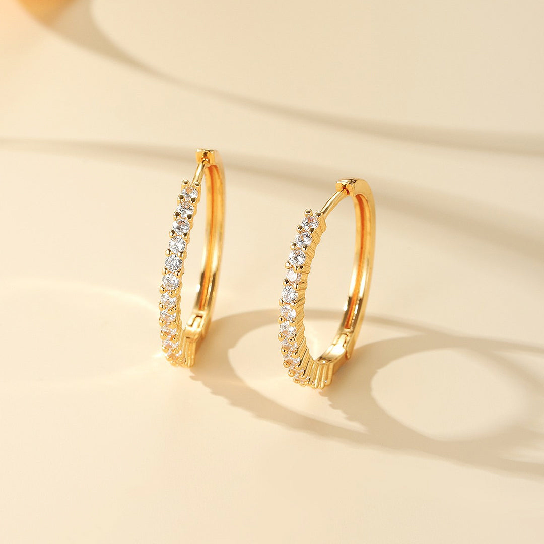 Elongated Pavé Hoop Earrings | Gold &amp; White Gold | Luxe3630 - Luxe Earrings | Singapore Jewellery, Wedding Rings &amp; Gifts | Same Day Delivery | Tiara.com.sg
