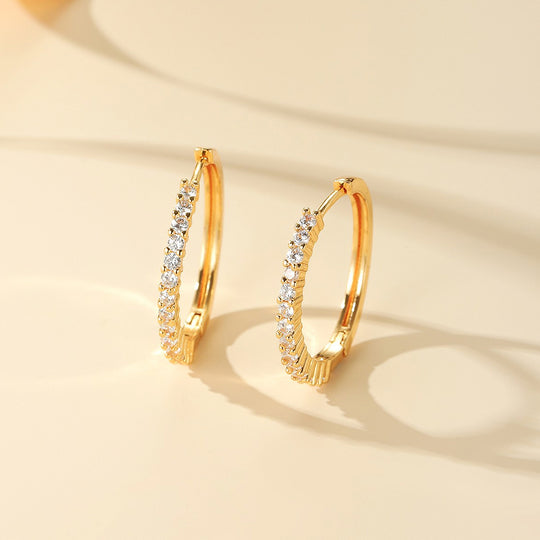 Elongated Pavé Hoop Earrings | Gold &amp; White Gold | Luxe3630 - Luxe Earrings | Singapore Jewellery, Wedding Rings &amp; Gifts | Same Day Delivery | Tiara.com.sg