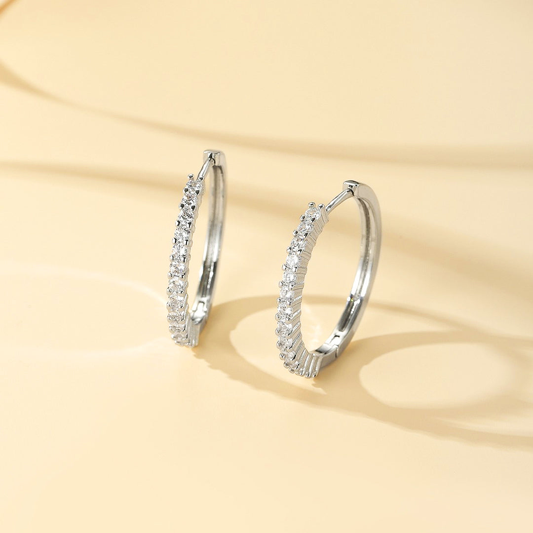 Elongated Pavé Hoop Earrings | Gold &amp; White Gold | Luxe3630 - Luxe Earrings | Singapore Jewellery, Wedding Rings &amp; Gifts | Same Day Delivery | Tiara.com.sg