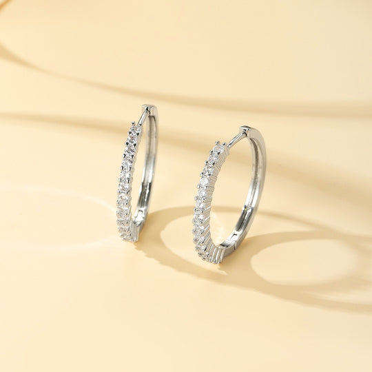 Elongated Pavé Hoop Earrings | Gold &amp; White Gold | Luxe3630 - Luxe Earrings | Singapore Jewellery, Wedding Rings &amp; Gifts | Same Day Delivery | Tiara.com.sg