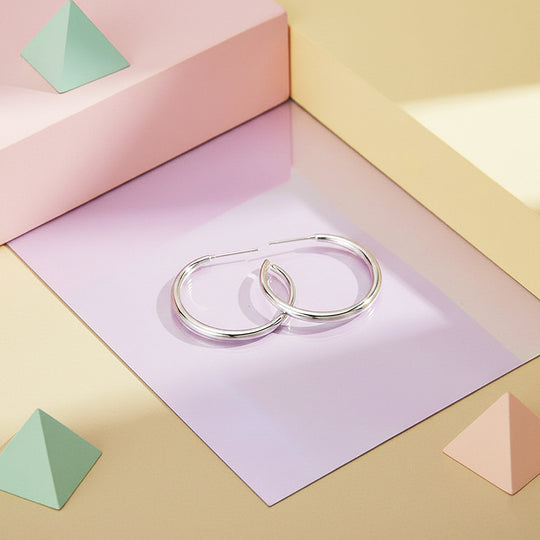 Sleek Minimalist Hoop Earrings | Gold &amp; White Gold | Luxe3633 - Luxe Earrings | Singapore Jewellery, Wedding Rings &amp; Gifts | Same Day Delivery | Tiara.com.sg