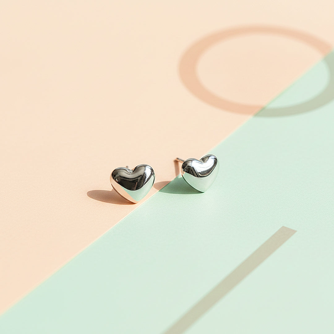Minimalist Heart Stud Earrings | Titanium Steel | Luxe3634 - Luxe Earrings | Singapore Jewellery, Wedding Rings &amp; Gifts | Same Day Delivery | Tiara.com.sg