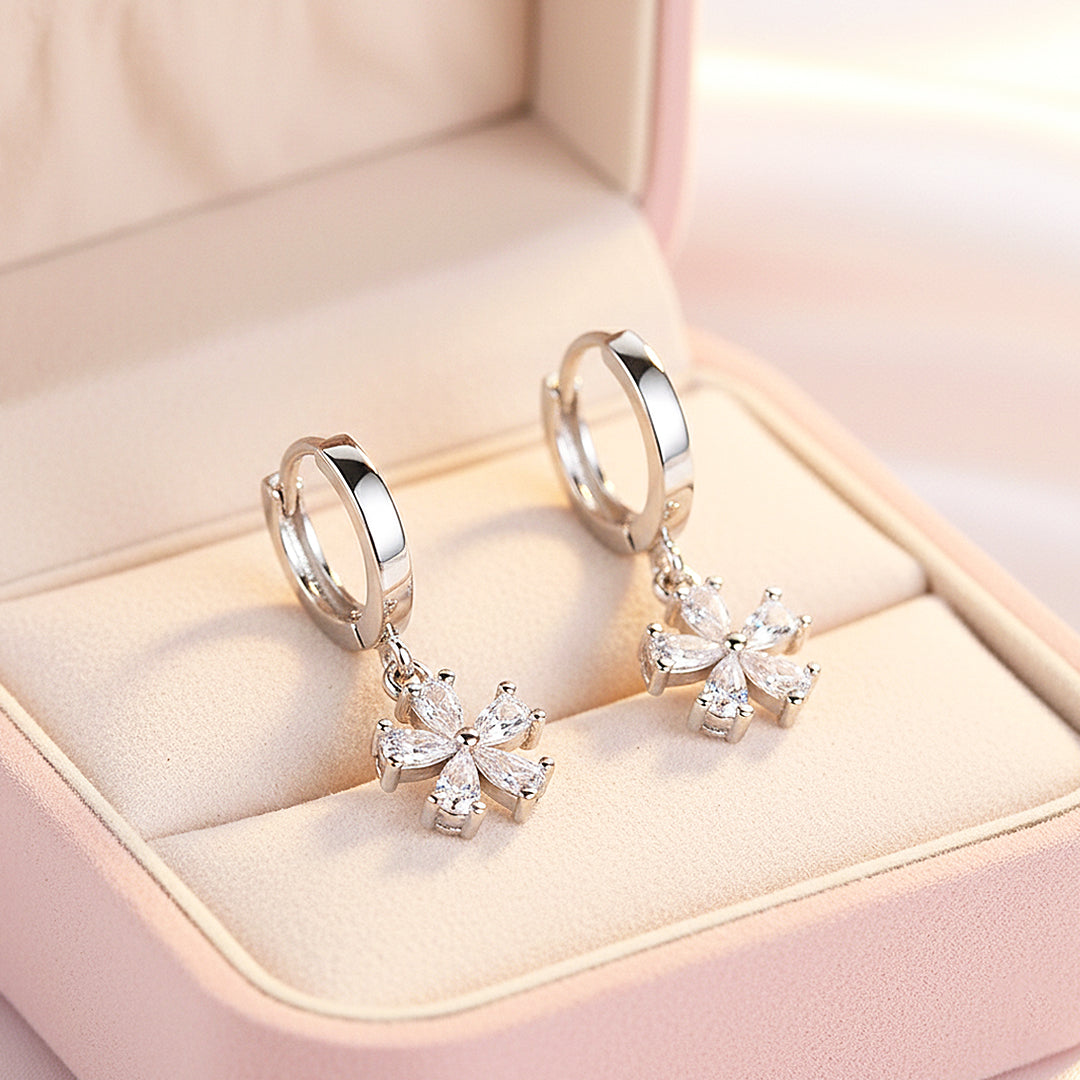 Floral Asymmetric Stud Earrings | White Gold | Luxe3639 - Luxe Earrings | Singapore Jewellery, Wedding Rings &amp; Gifts | Same Day Delivery | Tiara.com.sg