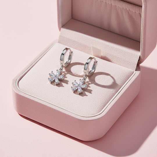 Floral Asymmetric Stud Earrings | White Gold | Luxe3639 - Luxe Earrings | Singapore Jewellery, Wedding Rings &amp; Gifts | Same Day Delivery | Tiara.com.sg