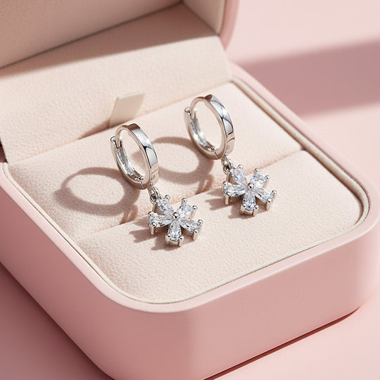 Floral Asymmetric Stud Earrings | White Gold | Luxe3639 - Luxe Earrings | Singapore Jewellery, Wedding Rings &amp; Gifts | Same Day Delivery | Tiara.com.sg