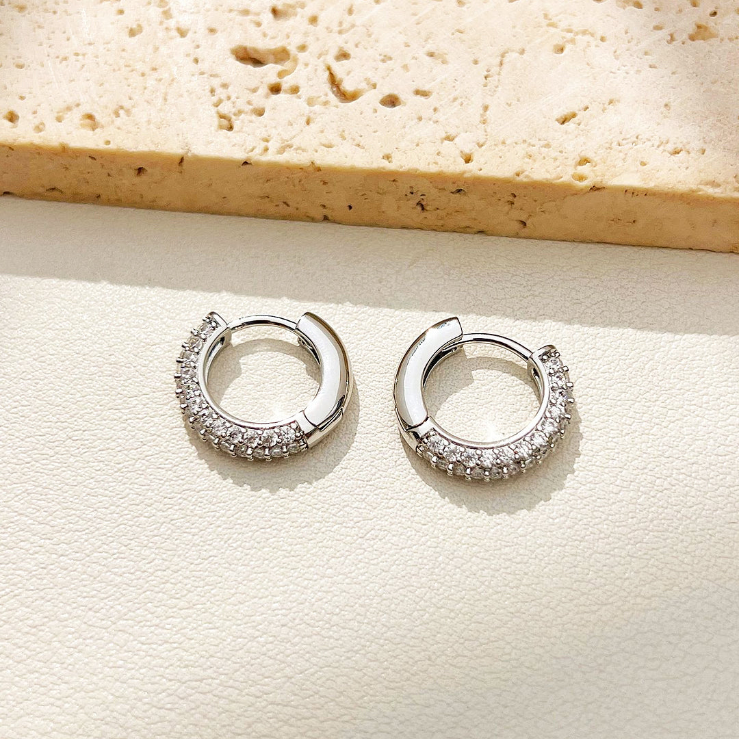 Pavé Halo Hoop Earrings | White Gold | Luxe3640 - Luxe Earrings | Singapore Jewellery, Wedding Rings &amp; Gifts | Same Day Delivery | Tiara.com.sg