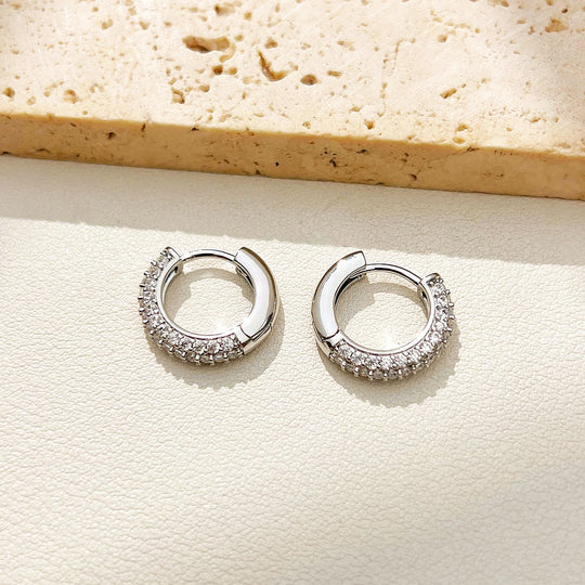 Pavé Halo Hoop Earrings | White Gold | Luxe3640 - Luxe Earrings | Singapore Jewellery, Wedding Rings &amp; Gifts | Same Day Delivery | Tiara.com.sg