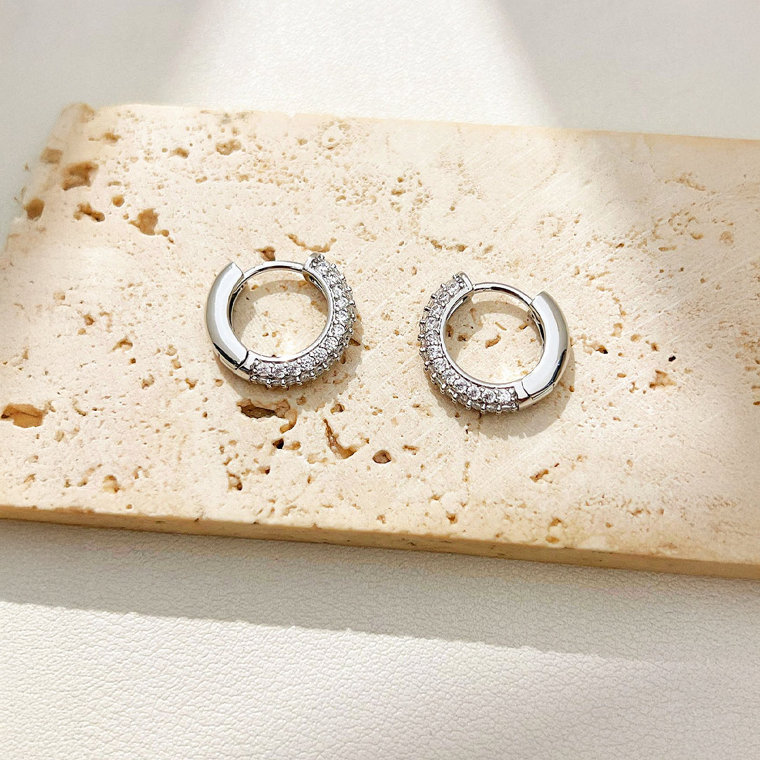Pavé Halo Hoop Earrings | White Gold | Luxe3640 - Luxe Earrings | Singapore Jewellery, Wedding Rings &amp; Gifts | Same Day Delivery | Tiara.com.sg