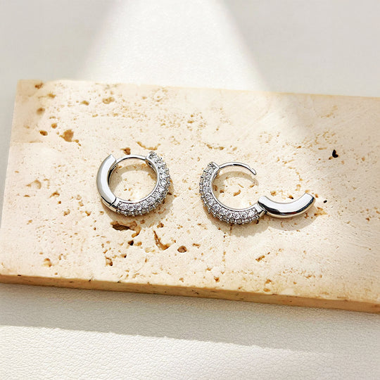 Pavé Halo Hoop Earrings | White Gold | Luxe3640 - Luxe Earrings | Singapore Jewellery, Wedding Rings &amp; Gifts | Same Day Delivery | Tiara.com.sg