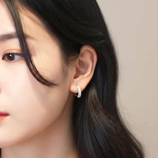Pavé Halo Hoop Earrings | White Gold | Luxe3640 - Luxe Earrings | Singapore Jewellery, Wedding Rings &amp; Gifts | Same Day Delivery | Tiara.com.sg